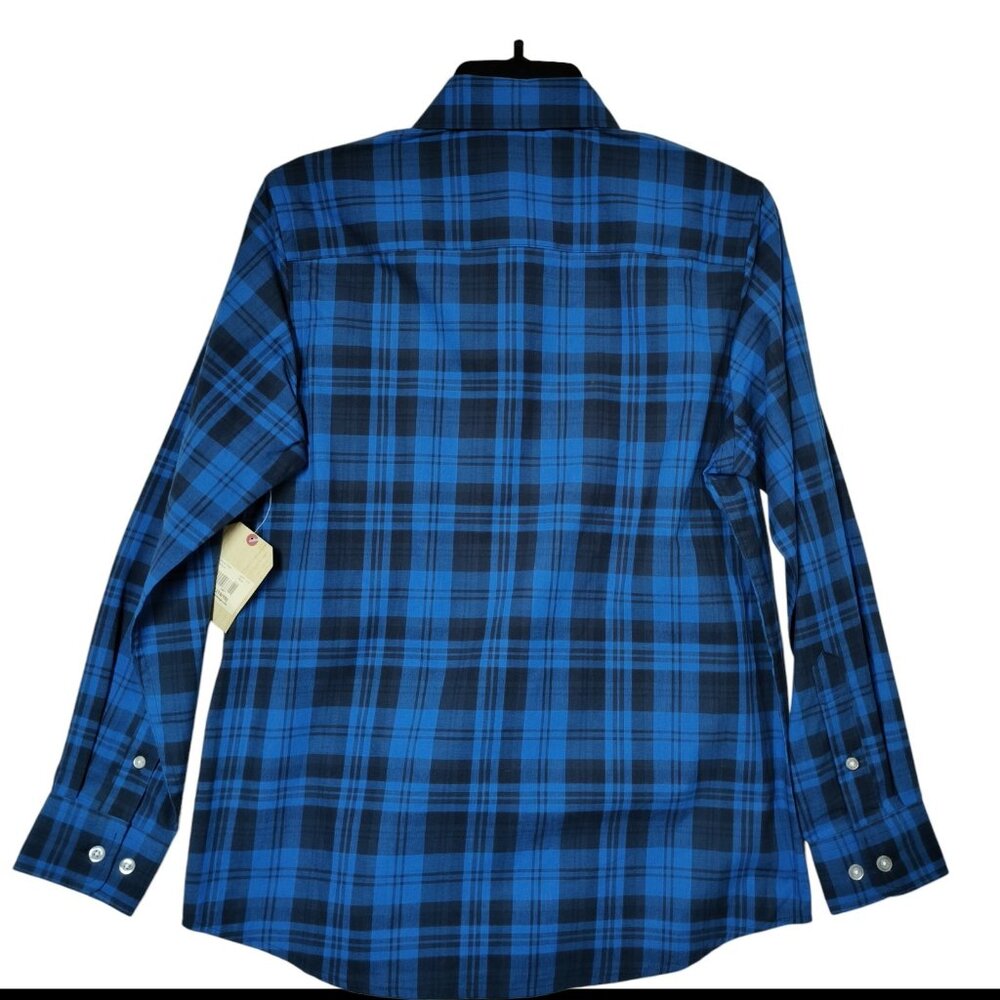 Buzz Cuts Blue Plaid Long Sleeve Button Up Shirt Boys Size Large 14-16 - Picture 3 of 5